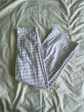 Urban Outfitters Lavender & White Checkered High Waisted Gingham Wide Leg Pant